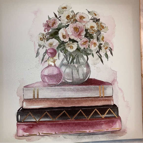 NEW Floral Watercolor Square Canvas Wall Art Feminine Glam Home Decor - Picture 9 of 17